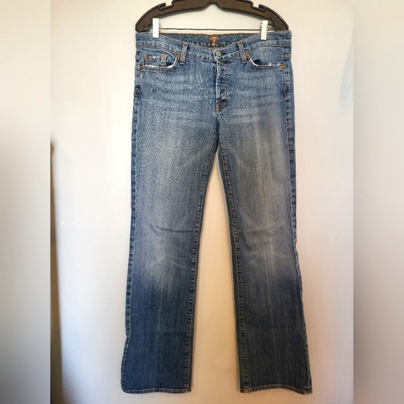 7 for all Mankind button fly boy-cut straight leg jeans size 32 - Picture 2 of 9